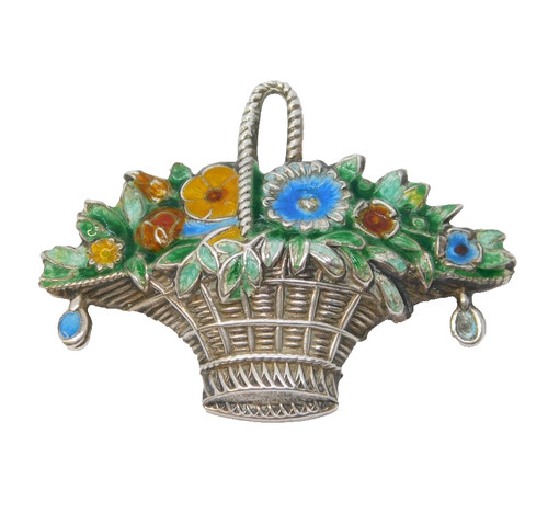 Sterling silver floral enamel - sterling,
