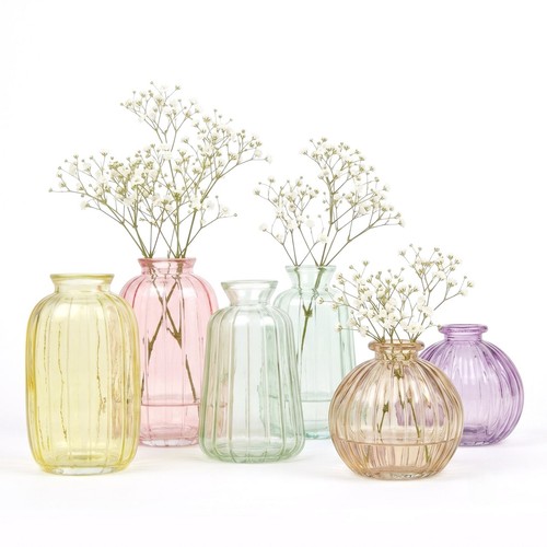 Ribbed fluted glass bud vase - ribbed,