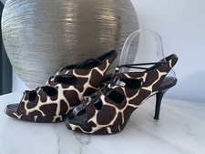 KAREN MILLEN Rock Leopard pony Hair Strappy Sandals Shoes Size 6 39 High Heels