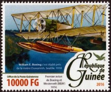 Boeing & Westervelt (B&W) Model 1 Seaplane Aircraft Stamp (2016 Guinea)