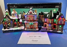 Premier 3 Lit Houses Village Christmas Collection With Lights Ornament - BOXED