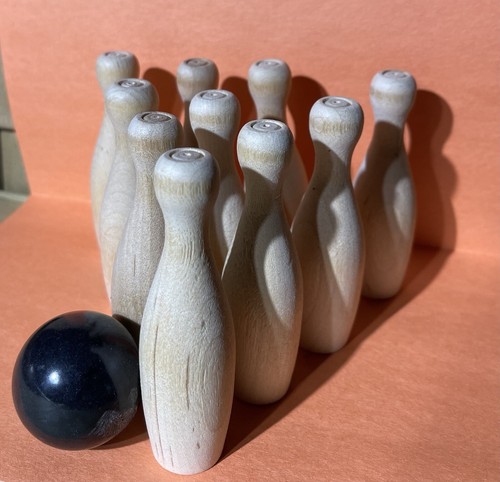 Mini bowling pin set wood - bowling,