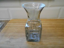 Dartington Glass Greek Key Midnight Grey Vase Flared by Frank Thrower 1960’s