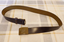 Vintage Soviet Era Leather Military Officers Belt with USSR Belt Buckle