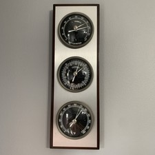 Germany Hyrometer Thermometer Barometer Onstrument Wall Curved Glass Wood