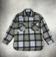 Swanndri Men’s Pure Wool Bush Shirt Heavyweight Plaid Wool Pullover Half Zip (M)