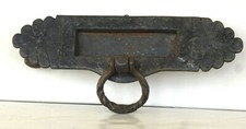 Antique Cast Iron Sprung Letter Plate and Door Knocker