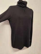 M&S Ladies Roll Neck Jumper Tunic Size 16 Ribbed Long Sleeve Jersey Knit 