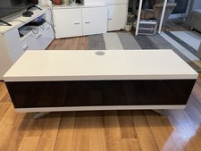 TV Stand Cabinet/Storage White And Black With Glass Doors. (Collection Only) 