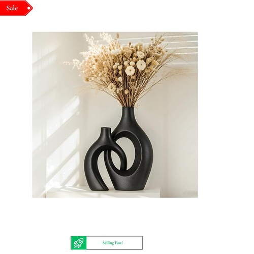 Ceramic vase set black - of,