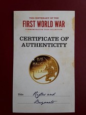 2015 JERSEY 50p PROOF 24K - GOLD PLATED WW1 RIFLES AND BAYONETS & C.O.A