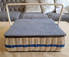 Vintage Blue White Wicker