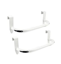 White Enamel Kitchen Towel Racks, Over-the-Cabinet Rustic Farmhouse Style