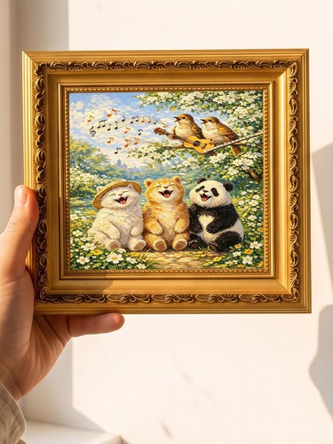 Three animals singing oil - three,