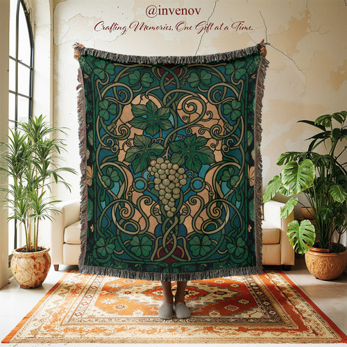 Grape vine woven throw - woven,
