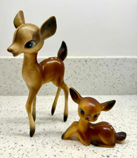 2 Vintage Deer & Fawn Blue