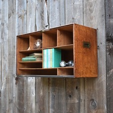 Antique Oak Campaign Pigeon Holes Bathroom Shelves Filing Cabinet Spice Rack