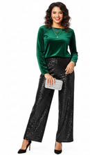 Sequin Trousers UK 8 Black
