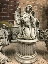 Angel praying with plinth ornament,Garden or home concrete stone statue sculptur
