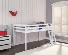 Kids Cabin Bed Mid Sleeper with Ladder Wooden Bunk Bed and Mattress