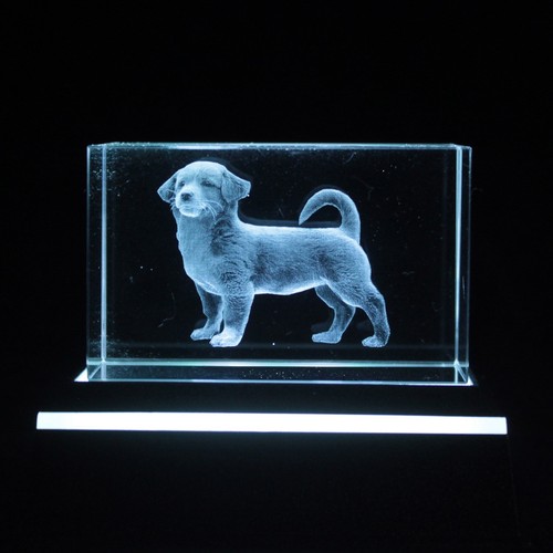 Dog laser art crystal block - dog,