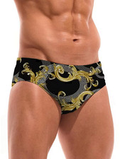 New Men's Sexy Black Greek Key