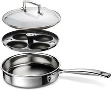 Le Creuset 3-ply Stainless Steel Sauté Pan with Egg Poaching Insert & Lid- 20cm