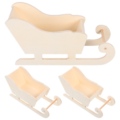 3pcs wooden santa sleigh candy - santa,