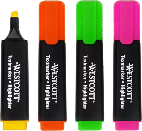 Westcott highlighters pack - westcott, 4‑pack