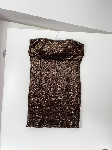 Womens gold sequin strapless - sequin,