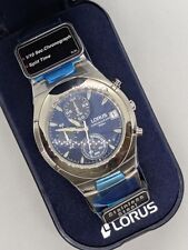 Men's Lorus stainless steel chronograph watch - navy dial (model RJN61BX9)