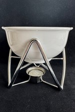 FONDUE SET ~ CERAMIC BOWL WITH STAINLESS STAND ~ PRE OWNED ~ VGC