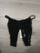 BNWT Vintage Ann Summers Kizzy Black Lace Crotchless Panties Size 14-16