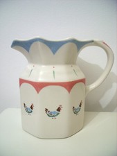 Vintage Johnson Bros Pottery Farmhouse Chic Chicken Stensil Pattern Jug Pastel