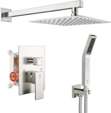 SR SUN RISE Brushed Nickel Shower System with Rainfall Shower Head and Handheld
