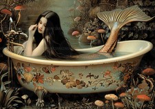 Mermaid in Bathtub Fantasy Art