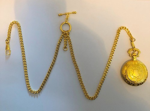 Gold colour albert chain with - gold,