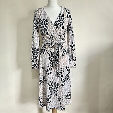 H&M Richard Allen Dress Size S Pattern V Neck Long Sleeve Crepe Wrap Tie Belted 