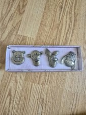 RARE OLD Disney's Winnie the Pooh Tigger Eeyore Piglet Brass Drawer Knobs Set