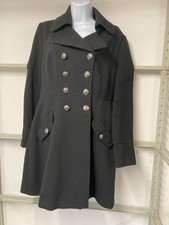 Wallis Womens Military Style Double-breasted Pea Coat Black Size 10