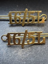 16th/5th Lancers Original British Army Pair Collar Badge