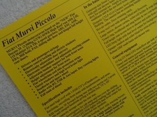 FIAT MURVI PICCOLO Motorcaravan Price List Specification Brochure 2016.DUCATO