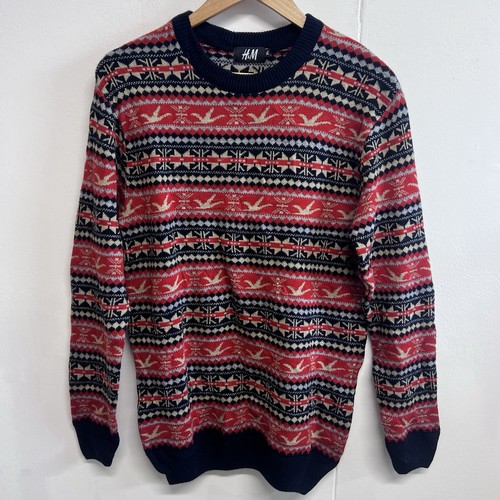 Fairisle jumper wool red - h&m,