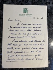 Enoch Powell Signed Handwritten Letter 1980