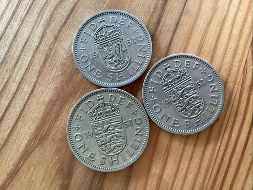 One shilling coins 1953 - one,