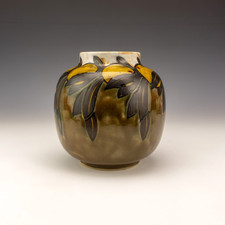 Royal Doulton Stoneware - Oranges & Leaf Decorated Vase - Art Deco