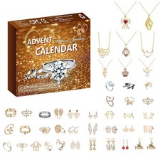 Jewelry Advent Calendar 2024 for Adult Women W/Necklace Rings Earring Xmas Gifts