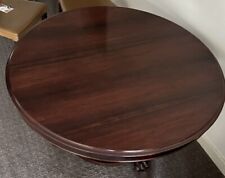 19th Century Antique Round Wooden Table Folding Up Dinner Paw Legs With Wheels