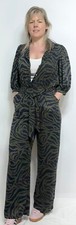 Oliver Bonas 3/4 Slv Belt Jumpsuit Animal Print Woven Fabric Pkts 29" Leg RRP£85