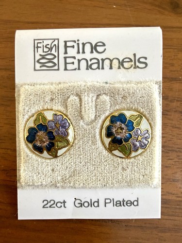 Enamed floral 22ct gold plated - enamed,
